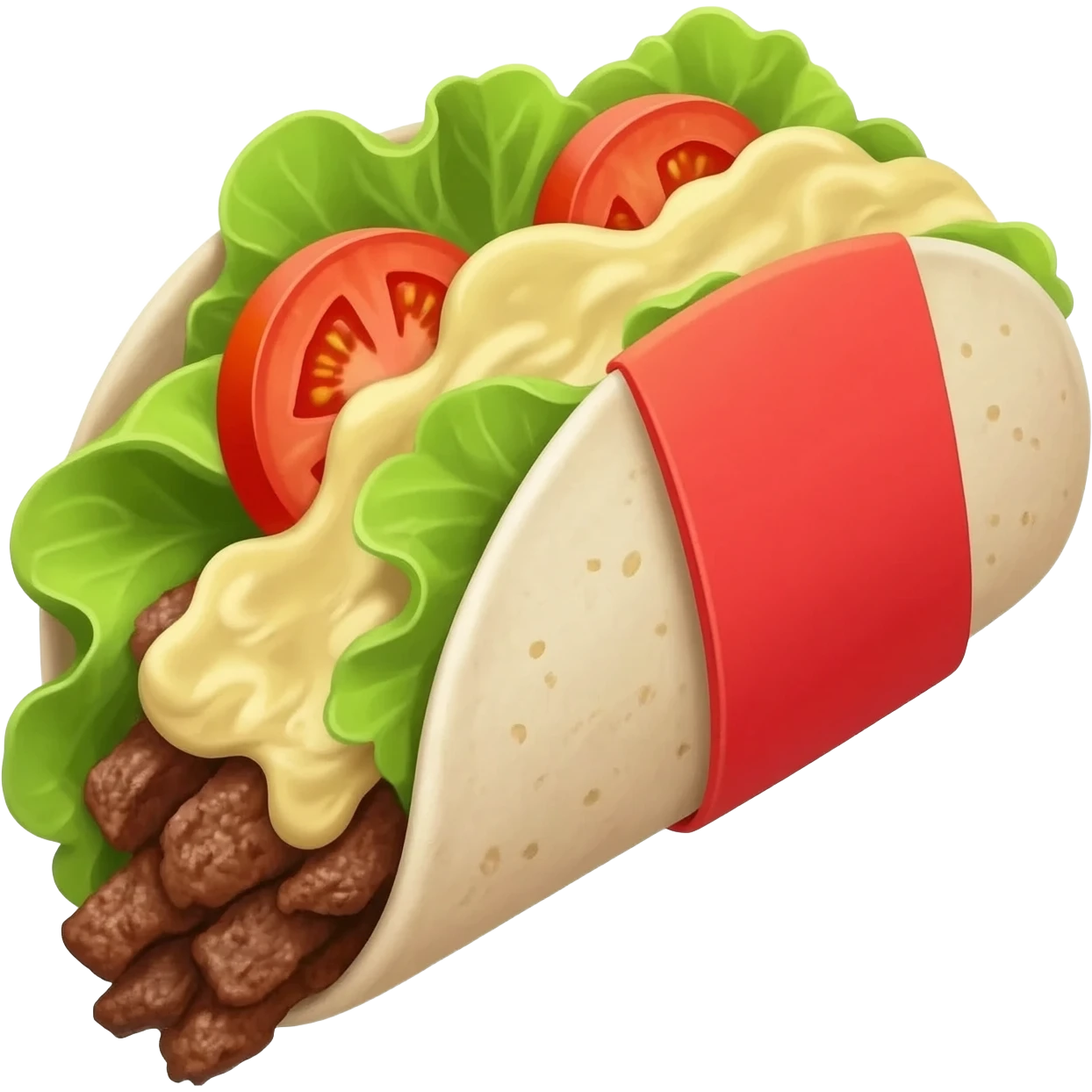 A french tacos with a white/red alternating wrap emoji