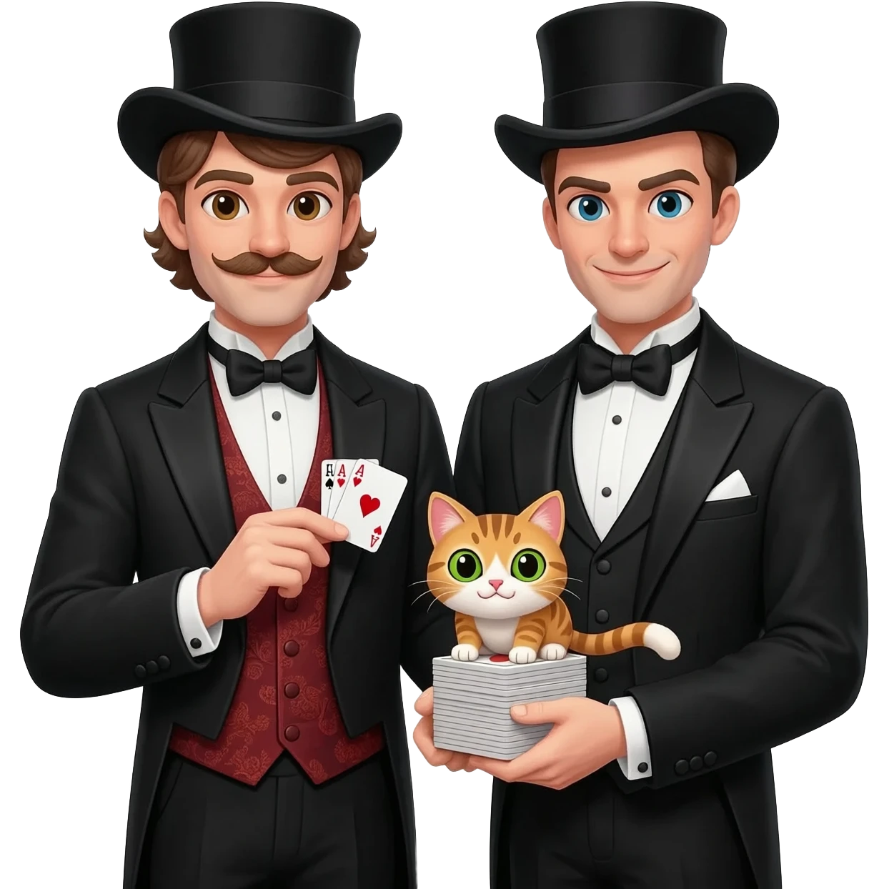 magician couple and their pet cat emoji