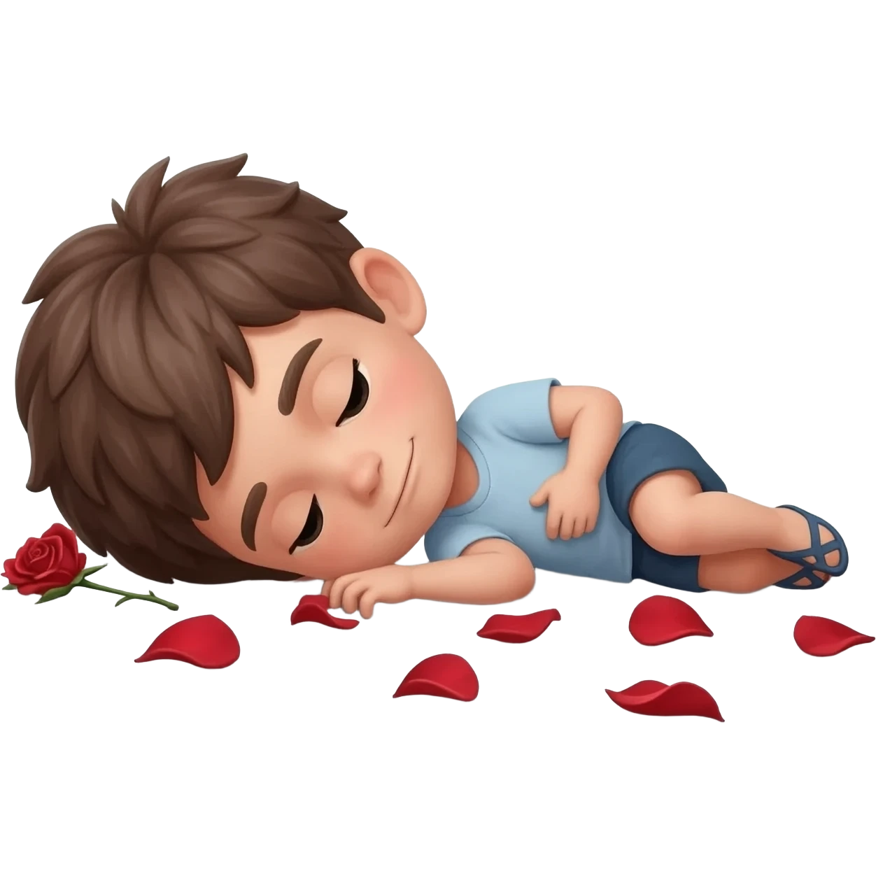 एक लड़का गुलाब का फूल पड़के हुए emoji
