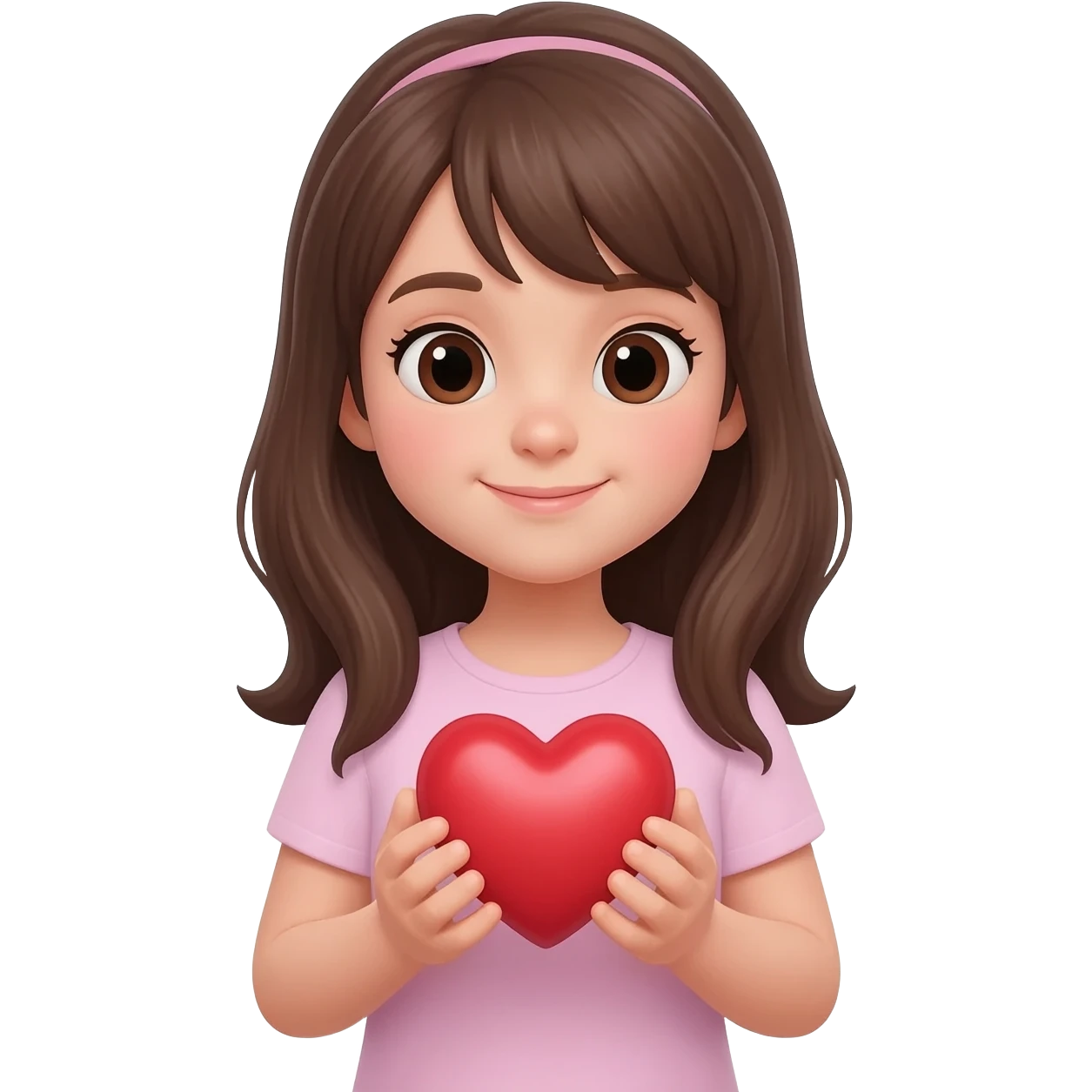 девочка держит сердечко в руках emoji