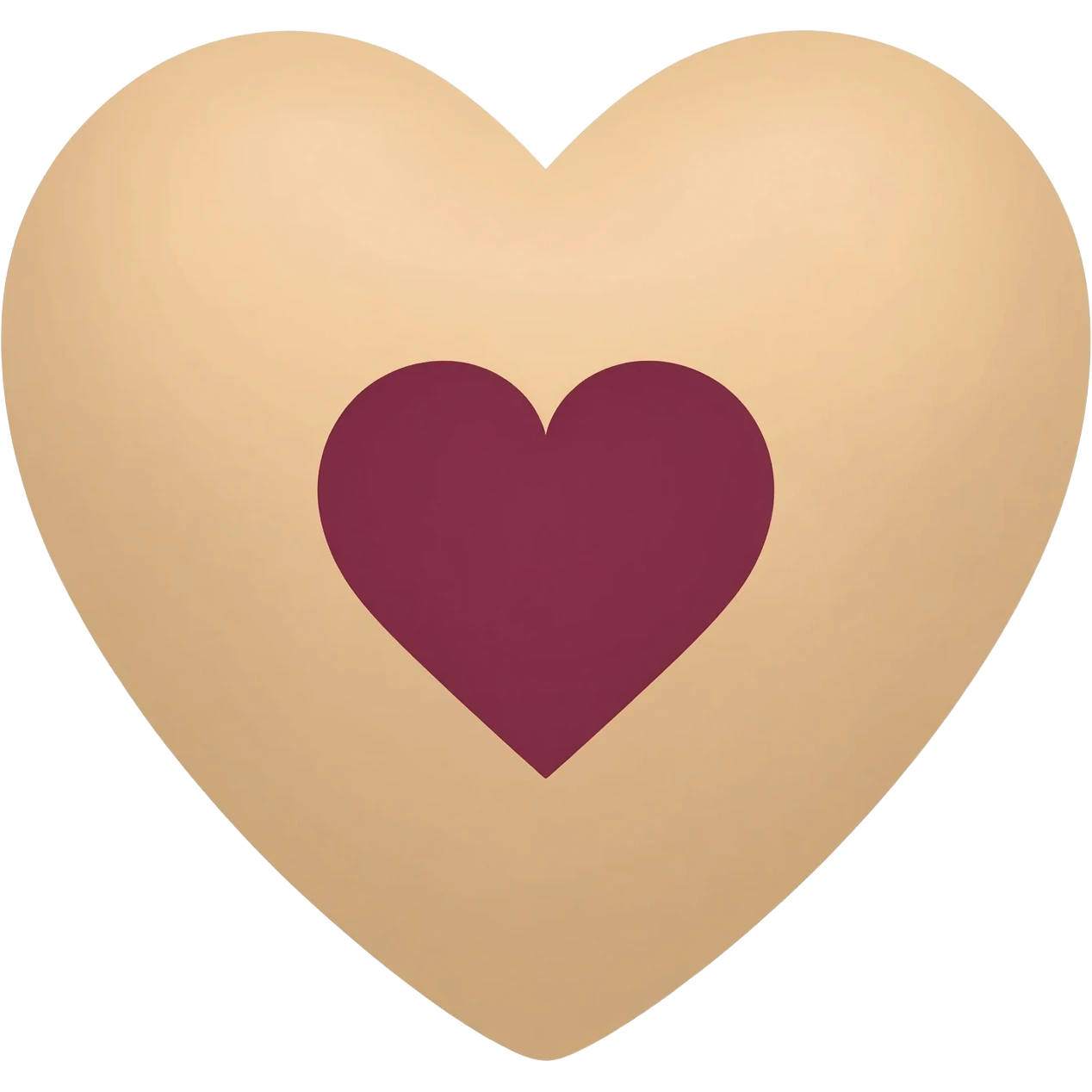 Creamheart with marroon colour heart inside it emoji