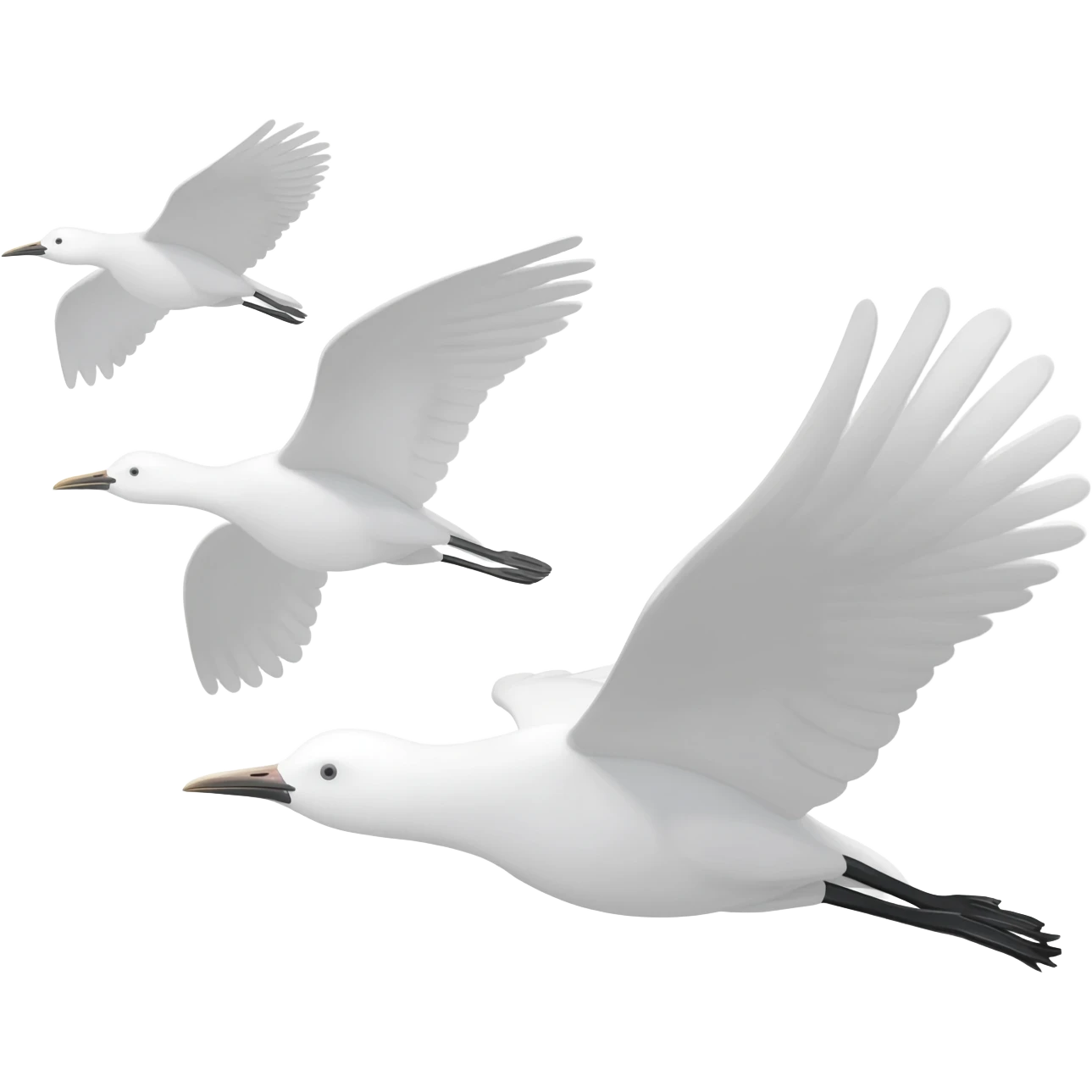 飛んでいる3羽の白鳥 emoji