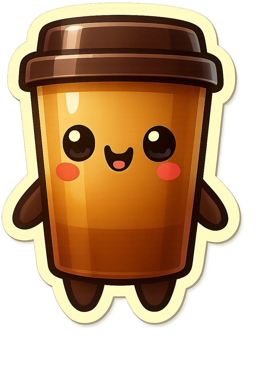 Tall coffee cup, large awkward emoji