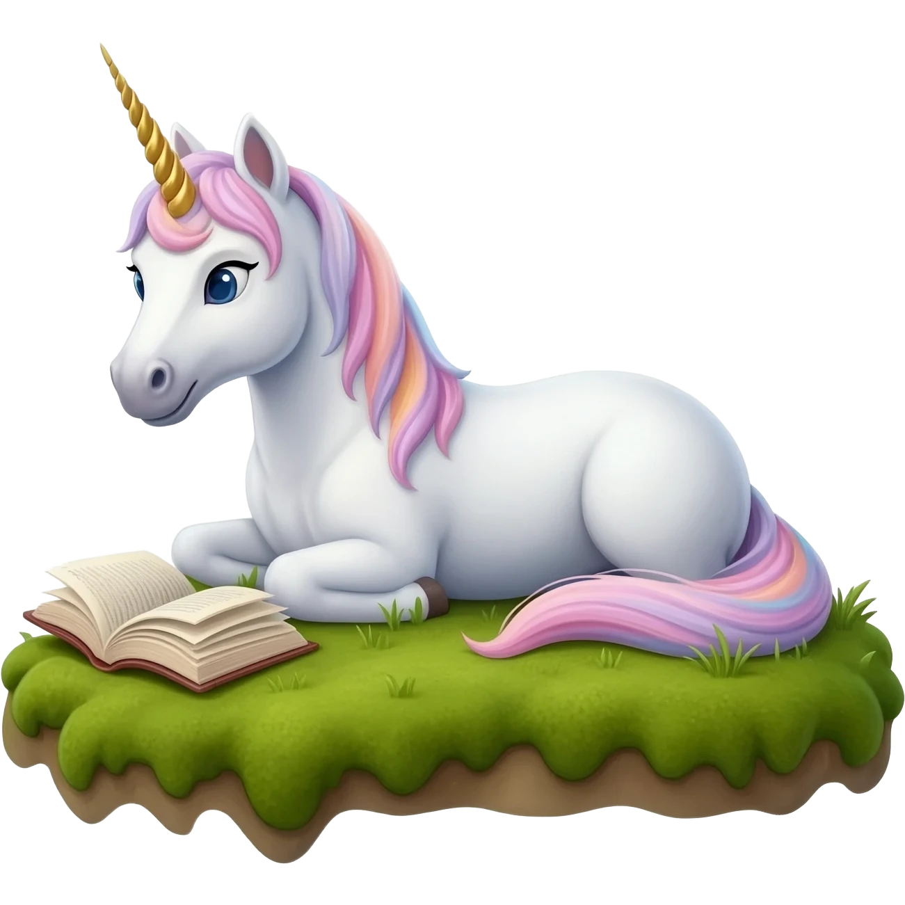 unicorn layinf down learning emoji