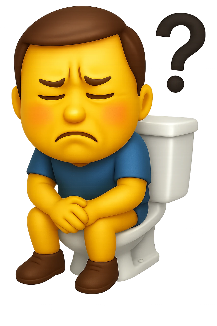 emoji stile iphone che riguarda l'argomento "stipsi/andrò al bagno oggi?", iperrealistico 4k emoji