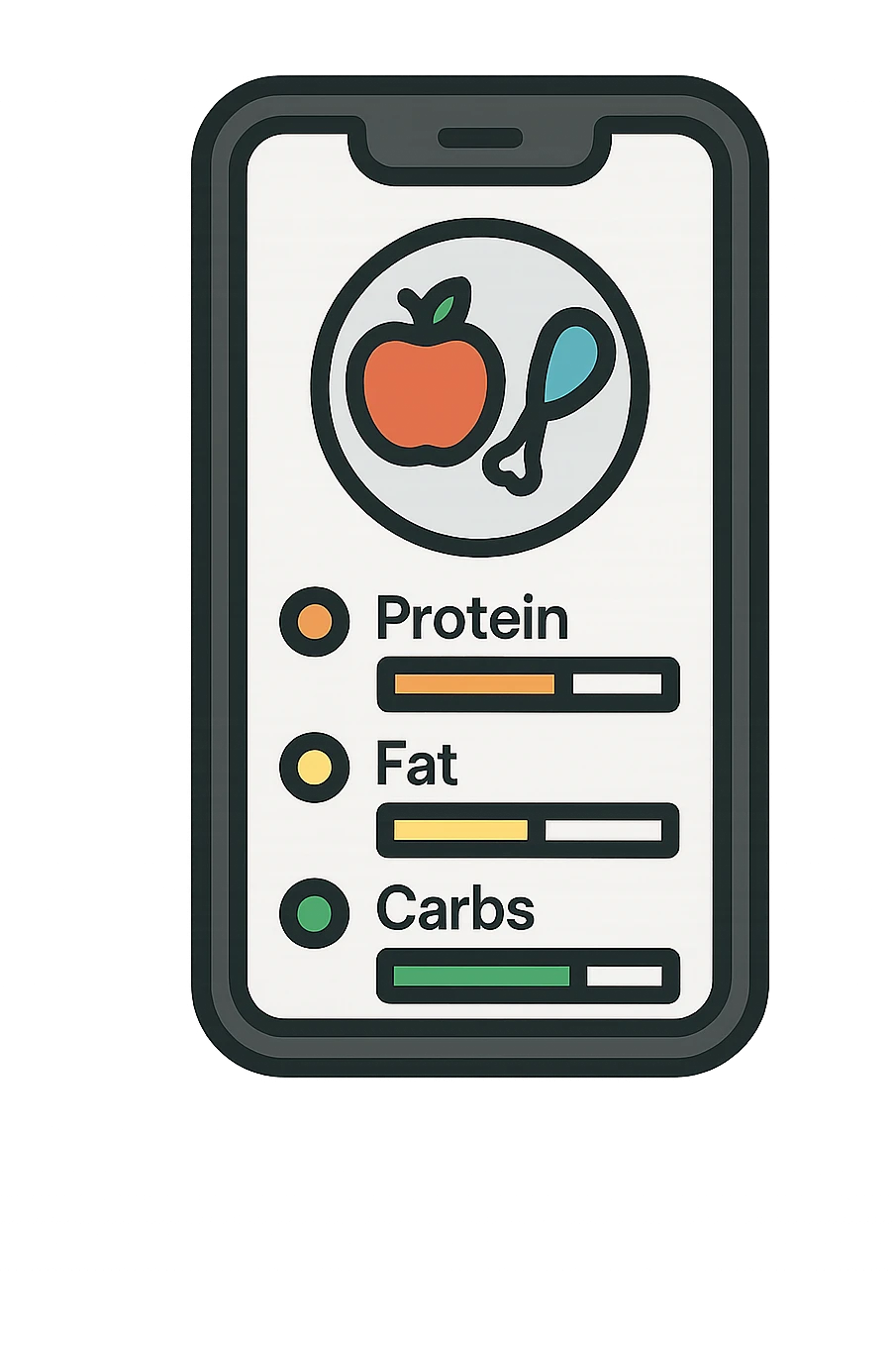 Tracking di macros alimentari su iphone emoji