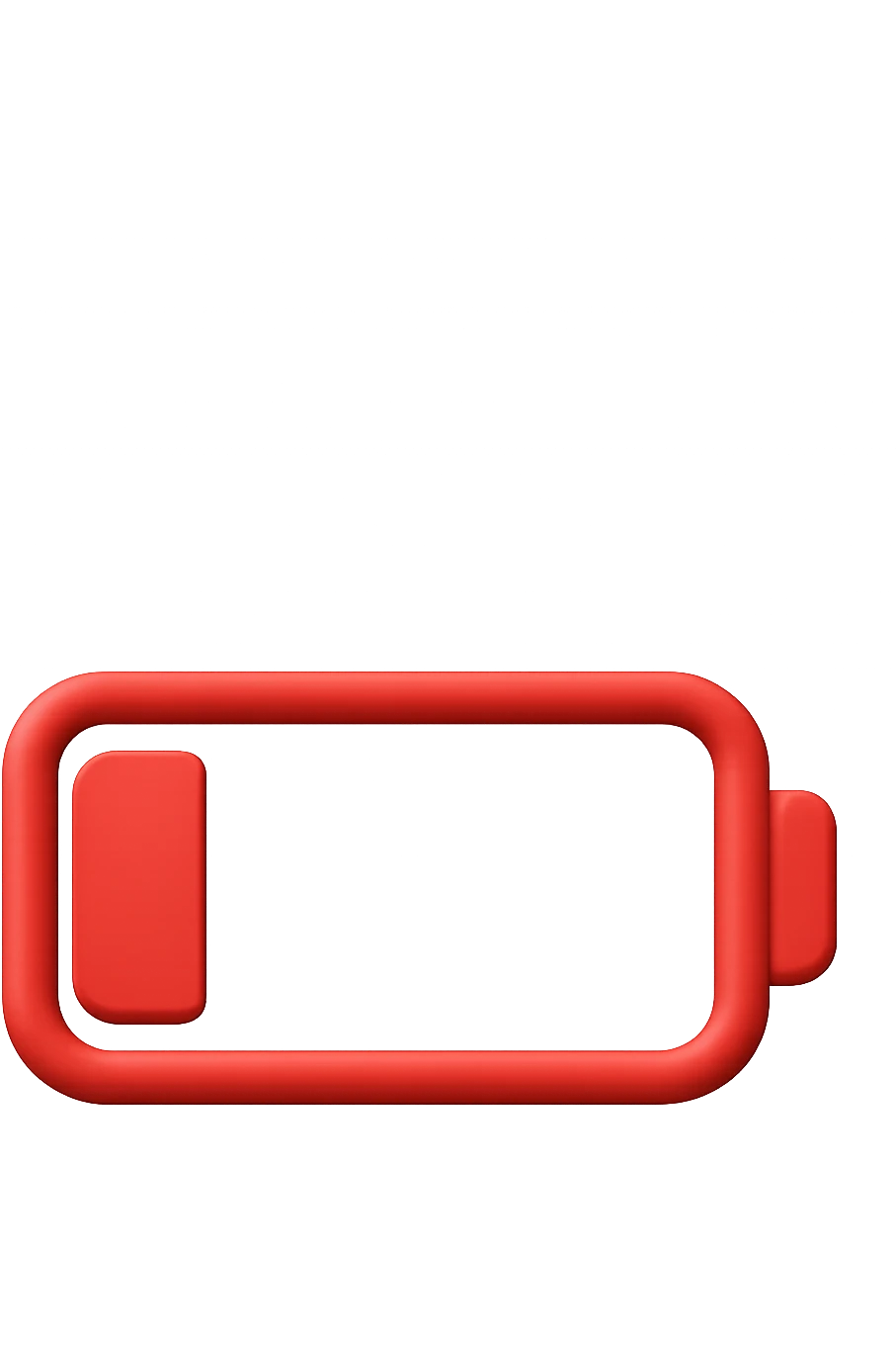 EMOJI STILE IPHONE DI UNA BATTERIA ROSSA SCARICA IN 3D emoji