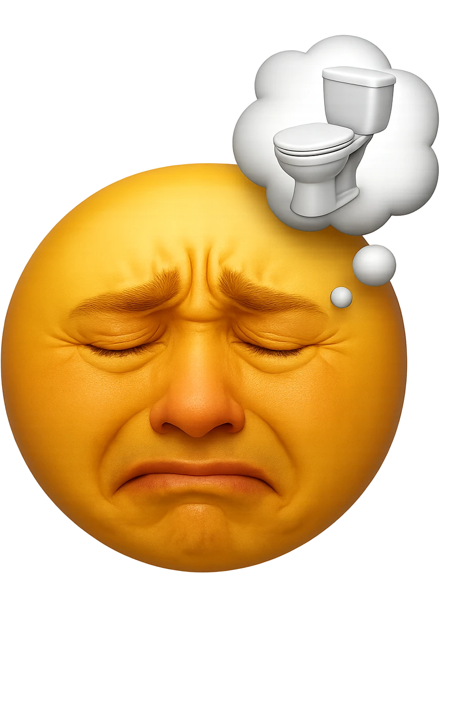 emoji stile iphone che riguarda l'argomento "stipsi/andrò al bagno oggi?", iperrealistico 4k emoji