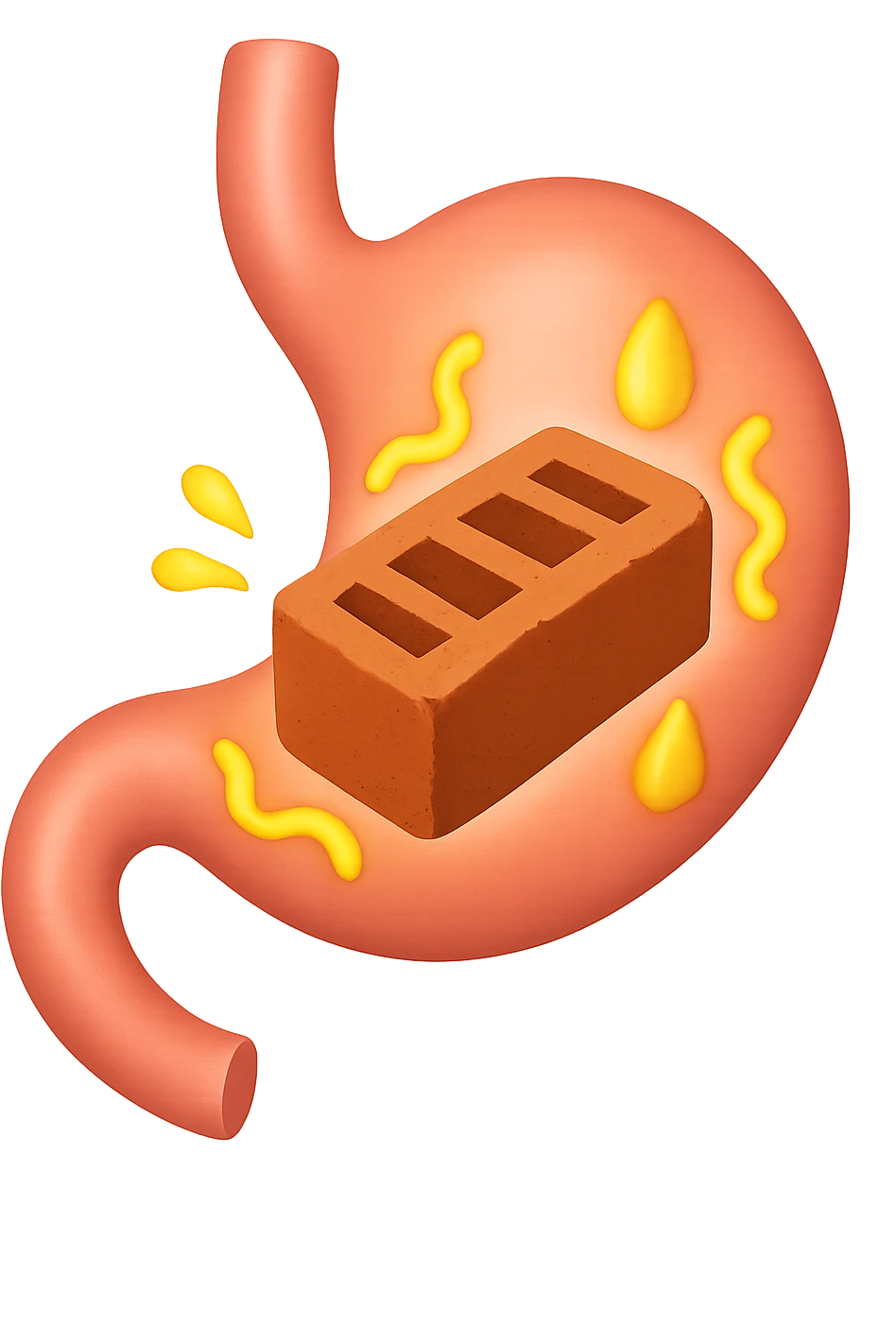 Mattone nello stomaco che sta venendo digerito emoji iphone style emoji