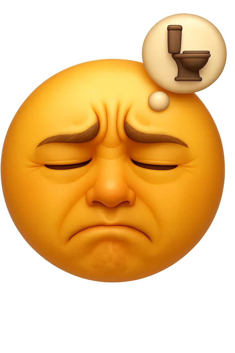 emoji stile iphone che riguarda l'argomento "stipsi/andrò al bagno oggi?", iperrealistico 4k emoji