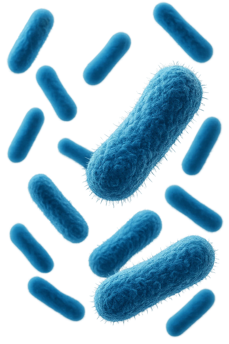 batteri intestinali blu fluttuano in aria, iperrealistici 4k emoji
