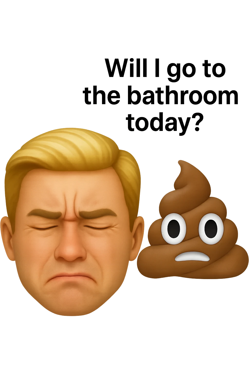 emoji stile iphone che riguarda l'argomento "stipsi/andrò al bagno oggi?", iperrealistico 4k emoji