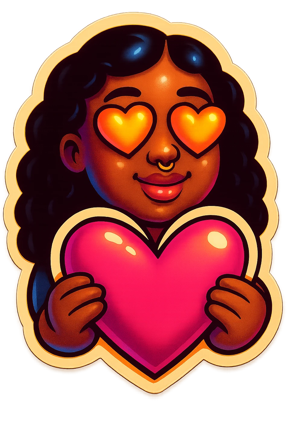 in love heart eyes 
holding a pink heart  emoji