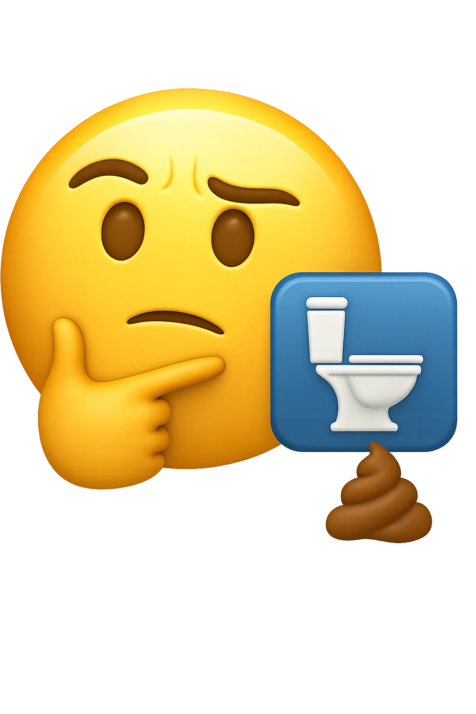 emoji stile iphone che riguarda l'argomento "stipsi/andrò al bagno oggi?", iperrealistico 4k emoji