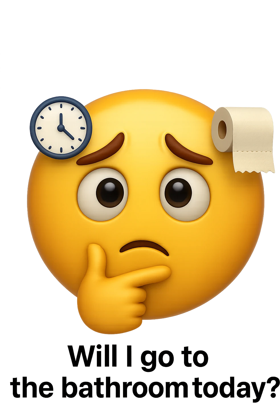 emoji stile iphone che riguarda l'argomento "stipsi/andrò al bagno oggi?", iperrealistico 4k emoji