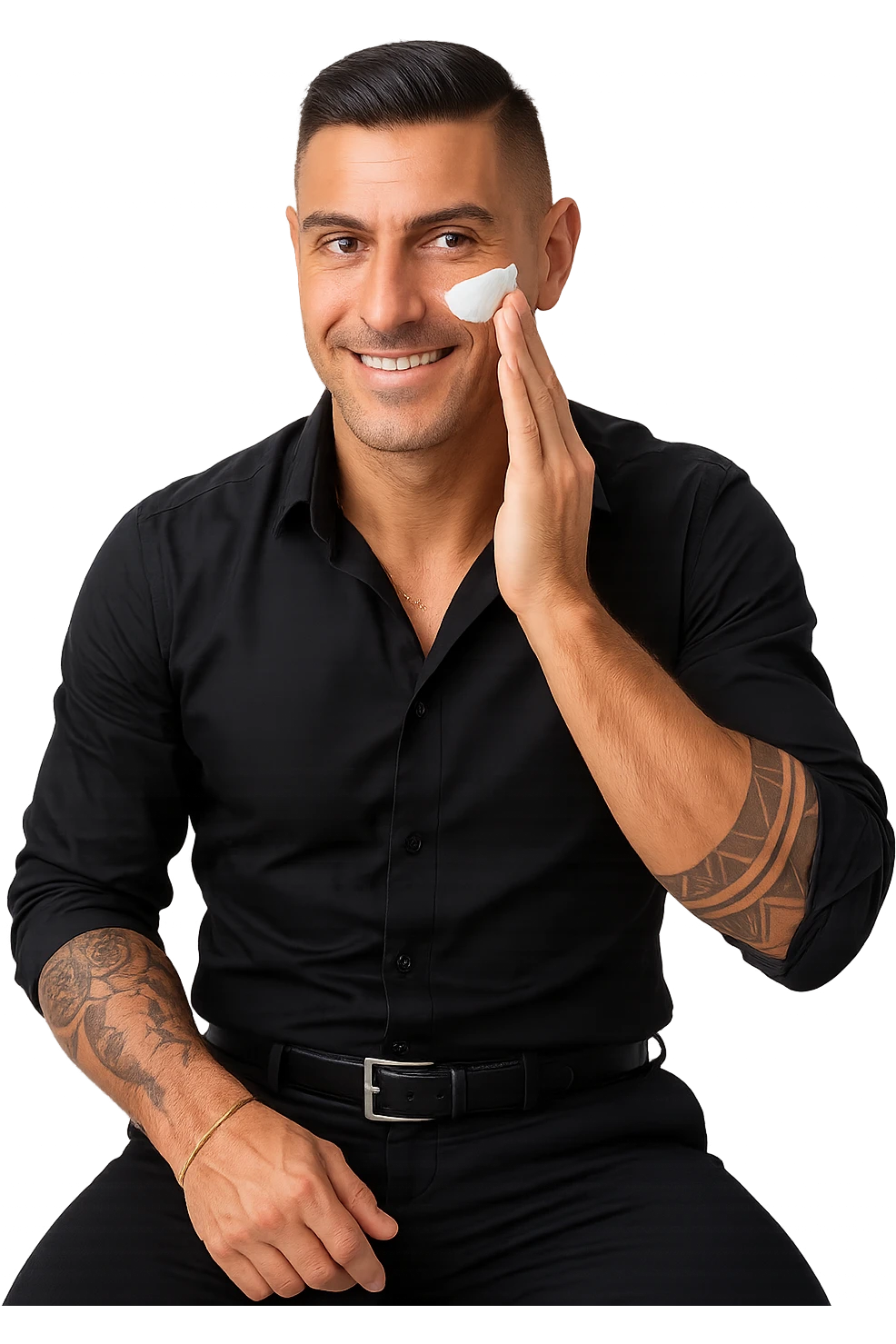 uomo che si spalma la crema emoji