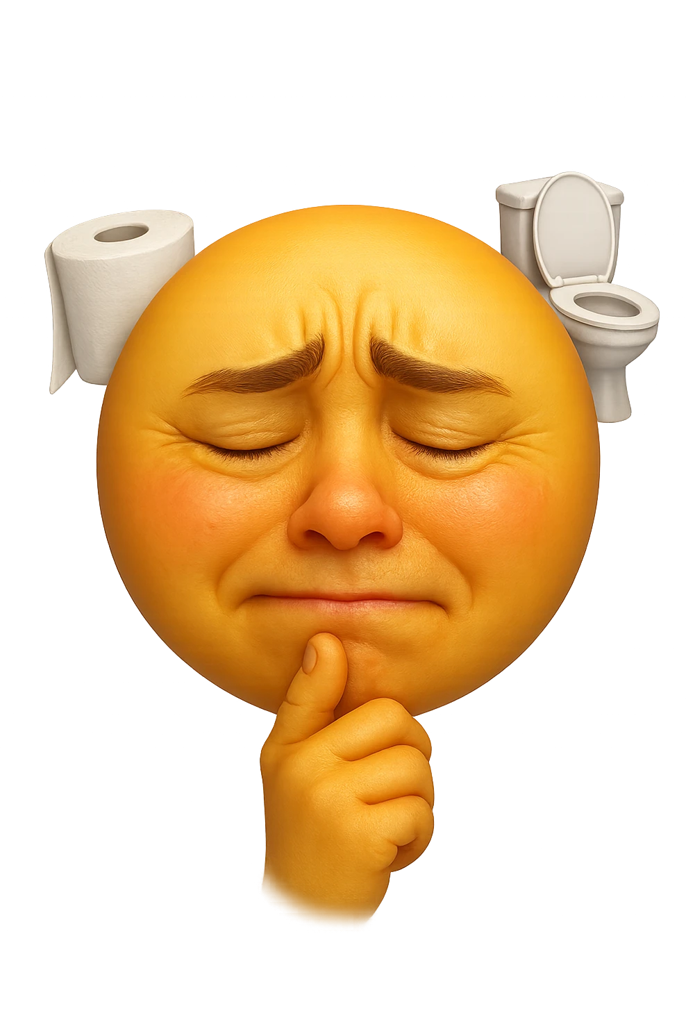 emoji stile iphone che riguarda l'argomento "stipsi/andrò al bagno oggi?", iperrealistico 4k emoji