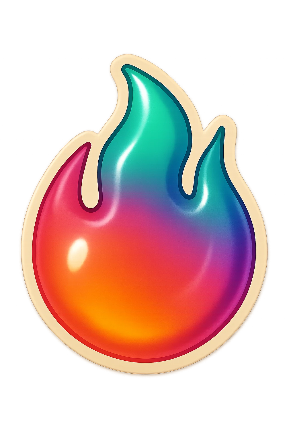 fire streak emoji, playful and modern with gradient FF4D67, 9D34FF, 10B981 gradient, vibrant, transparent background, and matching reference image emoji