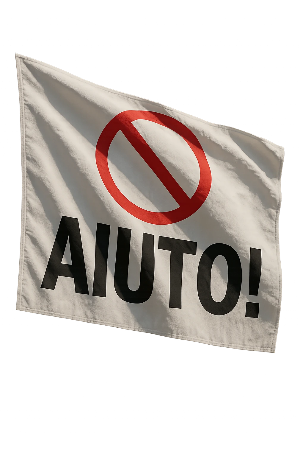BANDIERA CON LA SCRITTA "AIUTO!" E DIVIETO SOPRA, iperrealistico 4k emoji