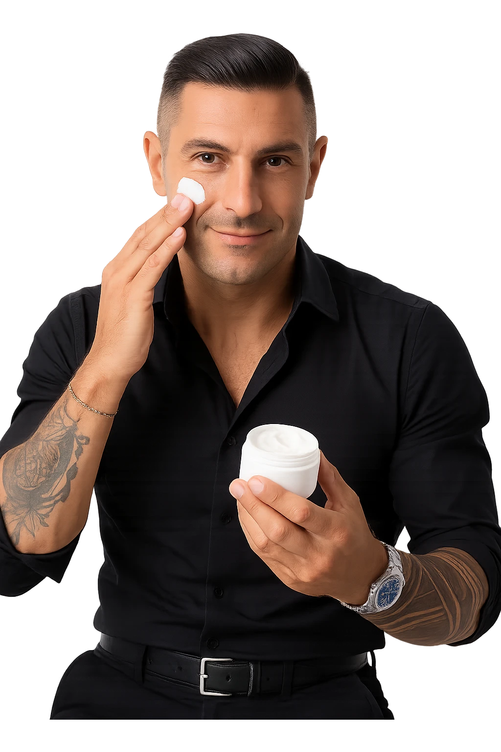 uomo che si spalma la crema emoji