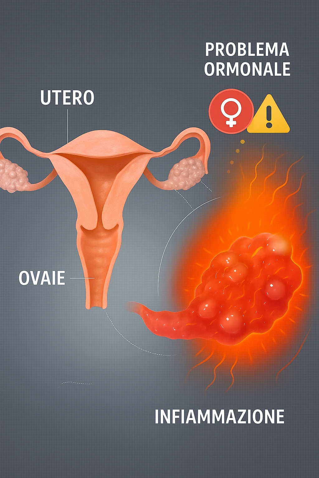 pcos con problema ormonale e infiammatorio SU DONNA in 3d in italiano emoji