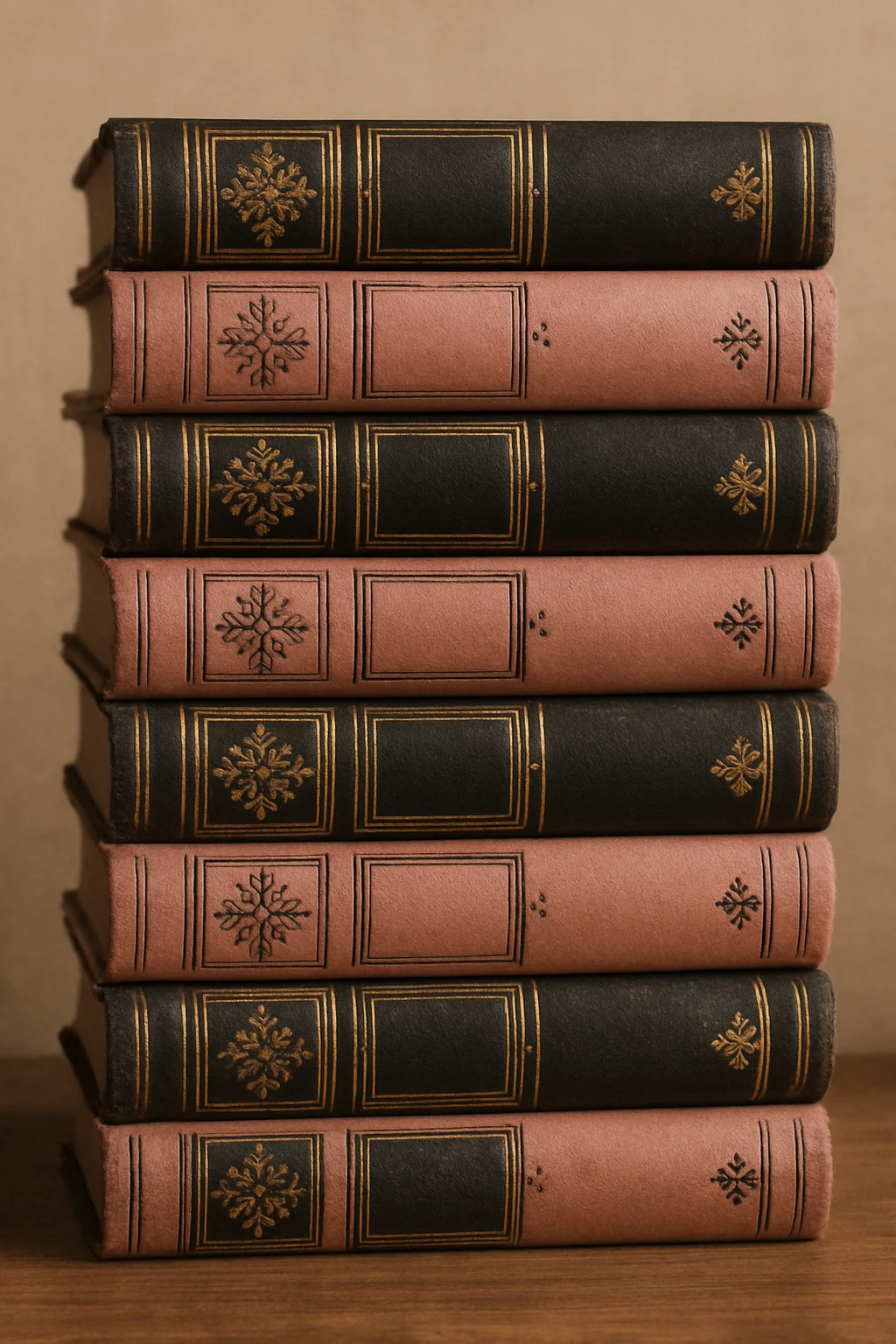 black and pink stack of vintage books emoji
