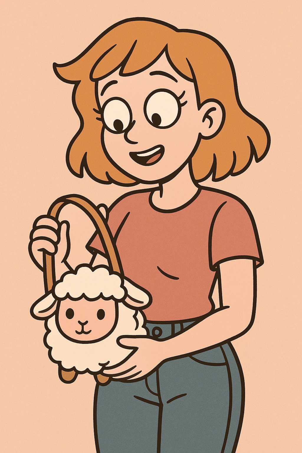 A Girl Holding a Little Lamb Bag emoji
