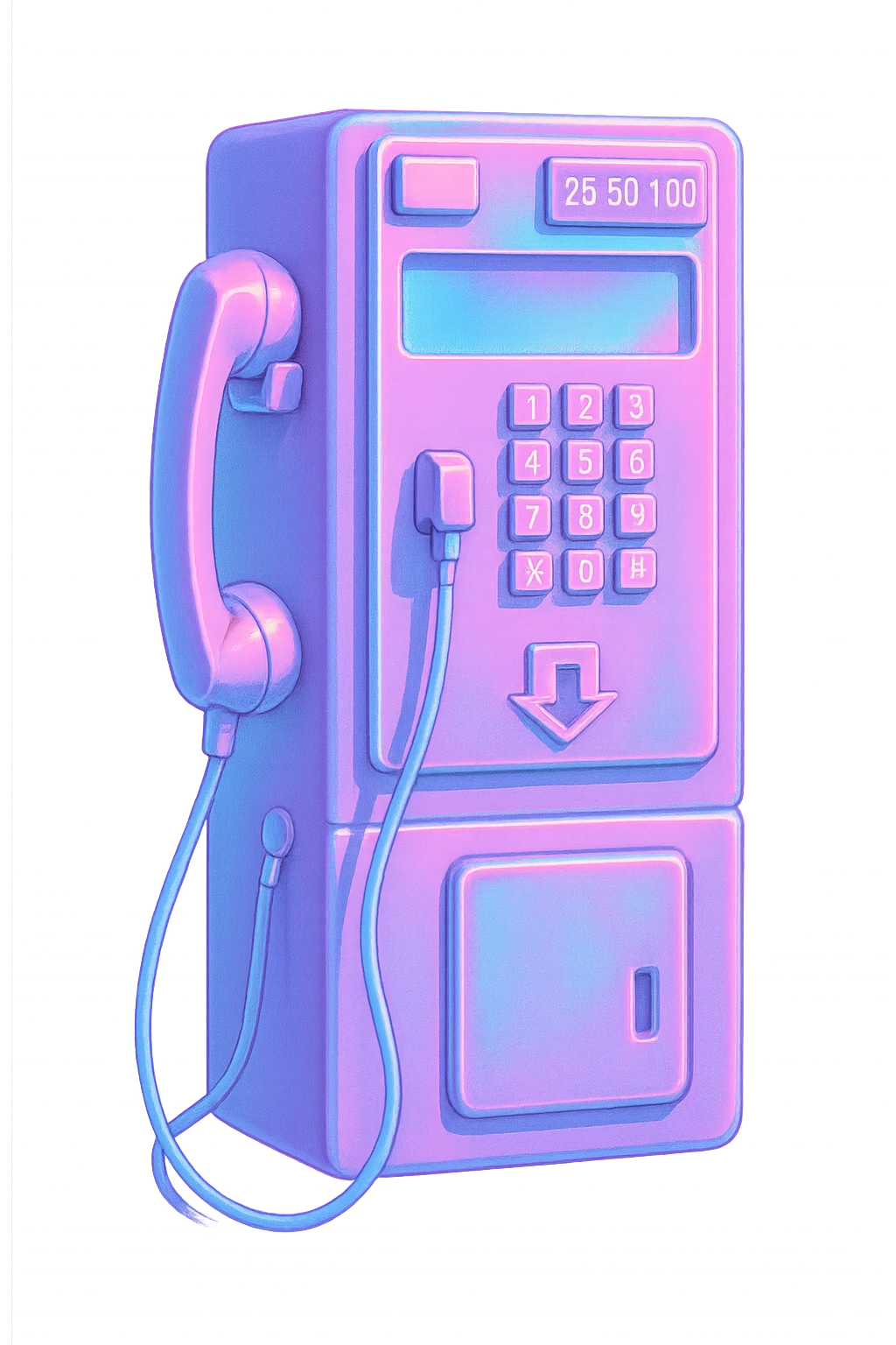 vaporwave style payphone, pastel colors emoji