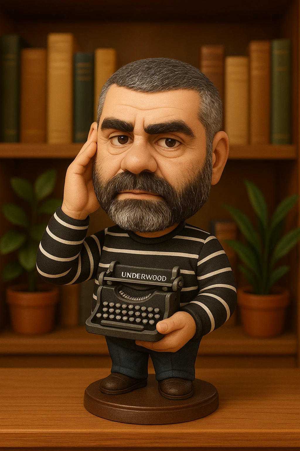 Сергей Довлатов с печатной машинкой Ундервуд в руках emoji