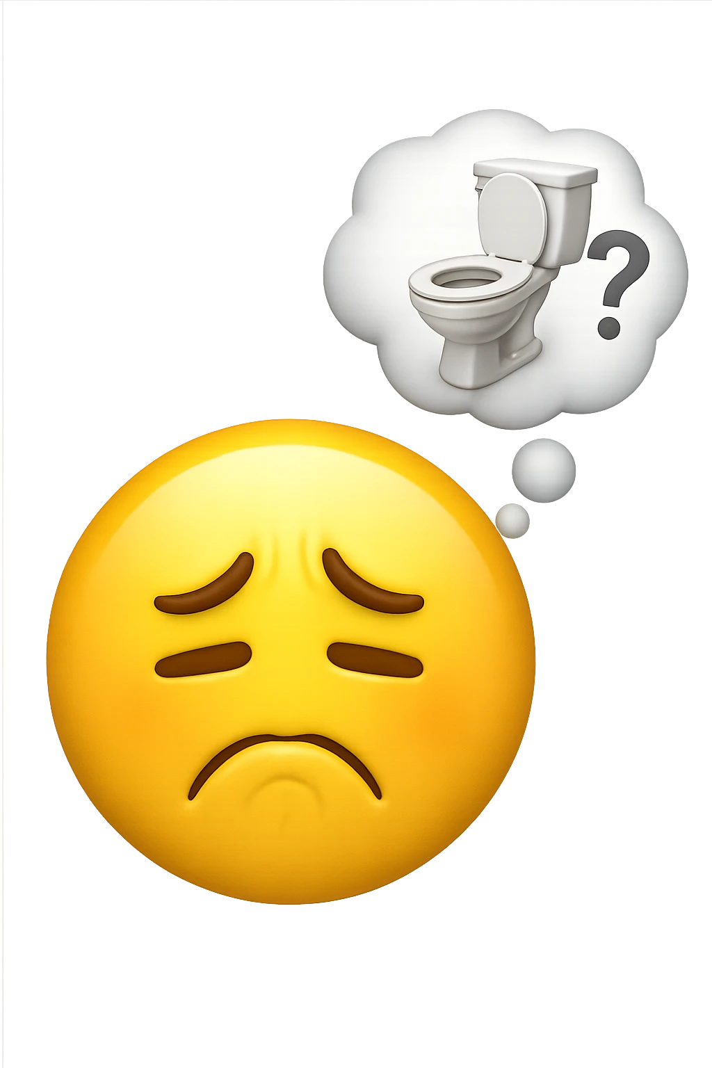 emoji stile iphone che riguarda l'argomento "stipsi/andrò al bagno oggi?", iperrealistico 4k emoji