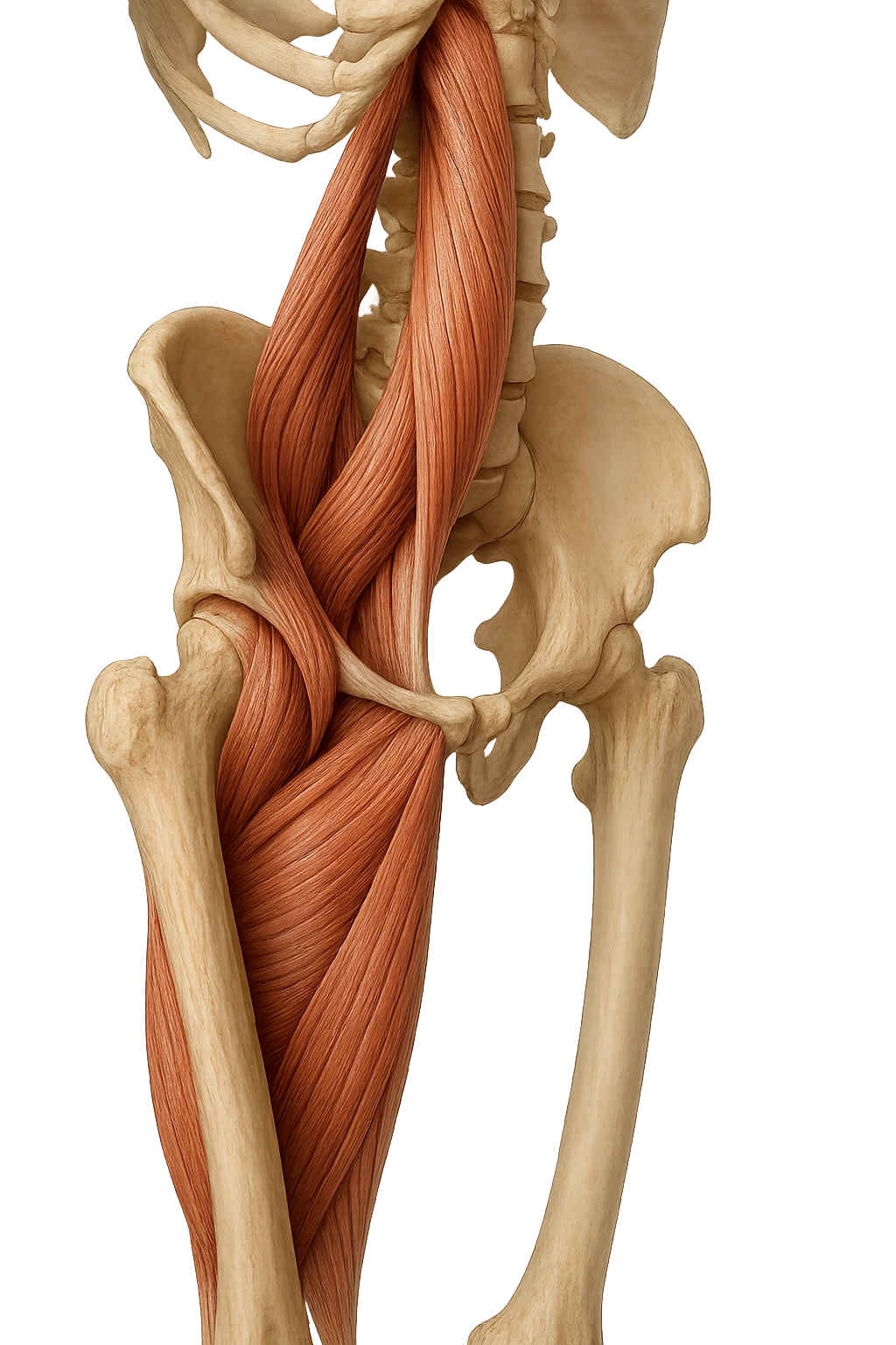 ILEOPSOAS DI UN CORPO UMANO ANATOMICO REALISTICO, iperrealistico 4k emoji