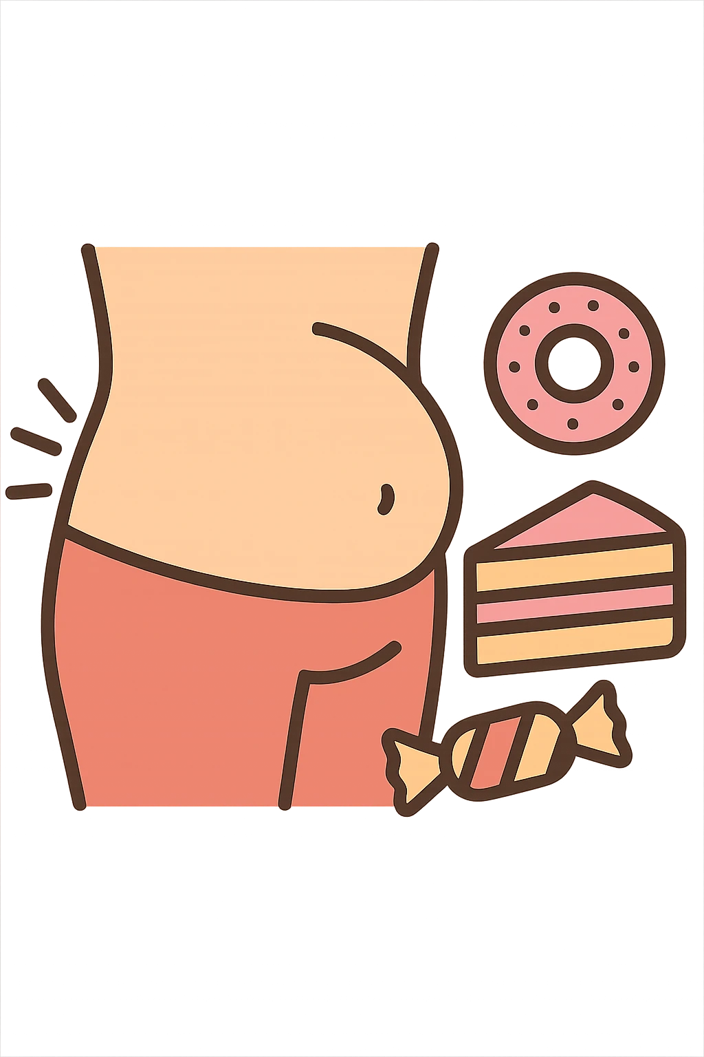 gonfiore addominale e voglia di dolci emoji