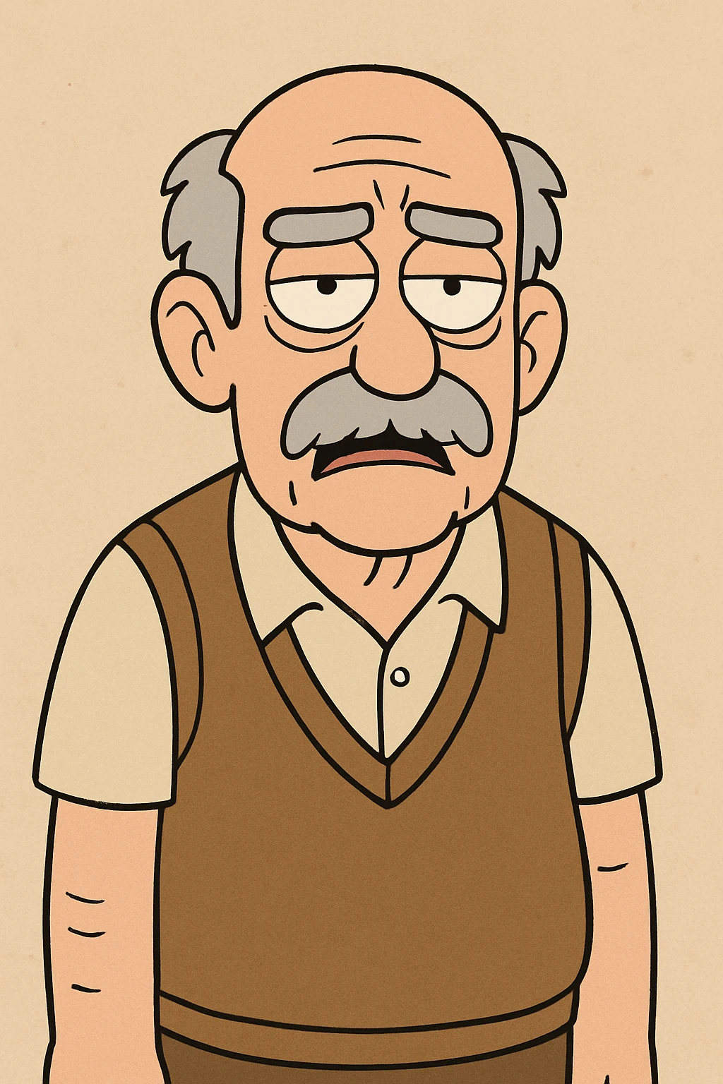a old man in vest, front view emoji