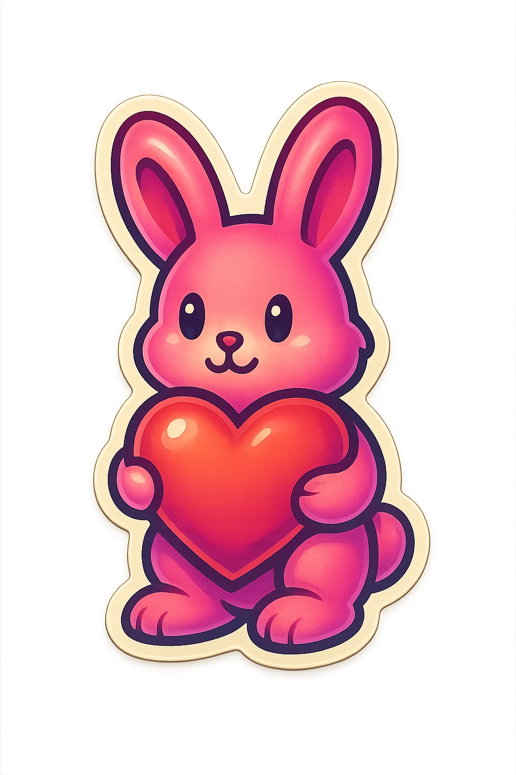 pink bunny holding heart emoji
