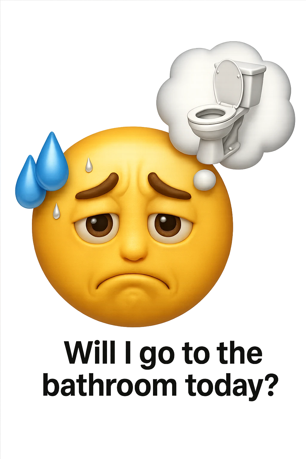 emoji stile iphone che riguarda l'argomento "stipsi/andrò al bagno oggi?", iperrealistico 4k emoji