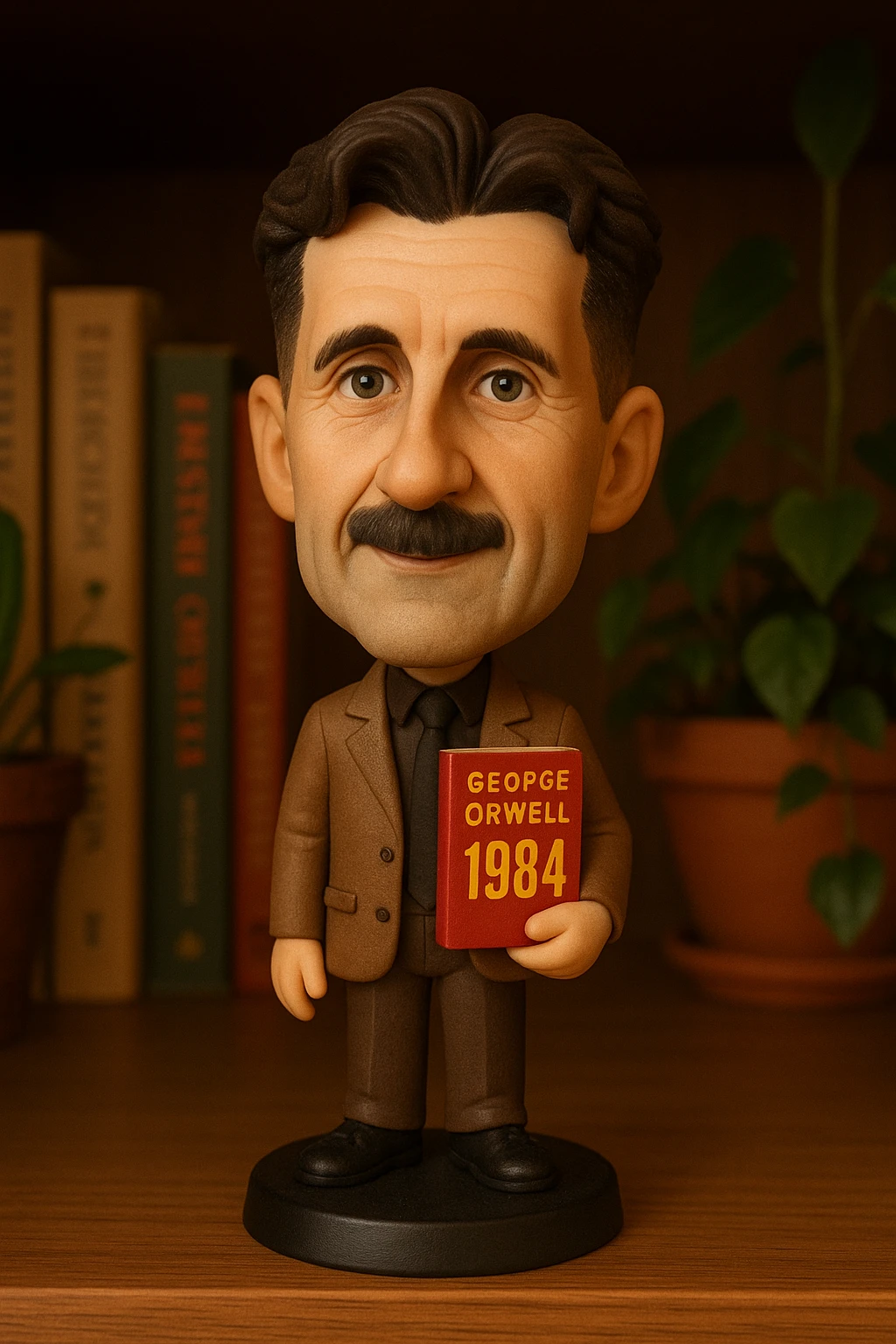 Джордж Оруэлл держит в руках книгу 1984 emoji
