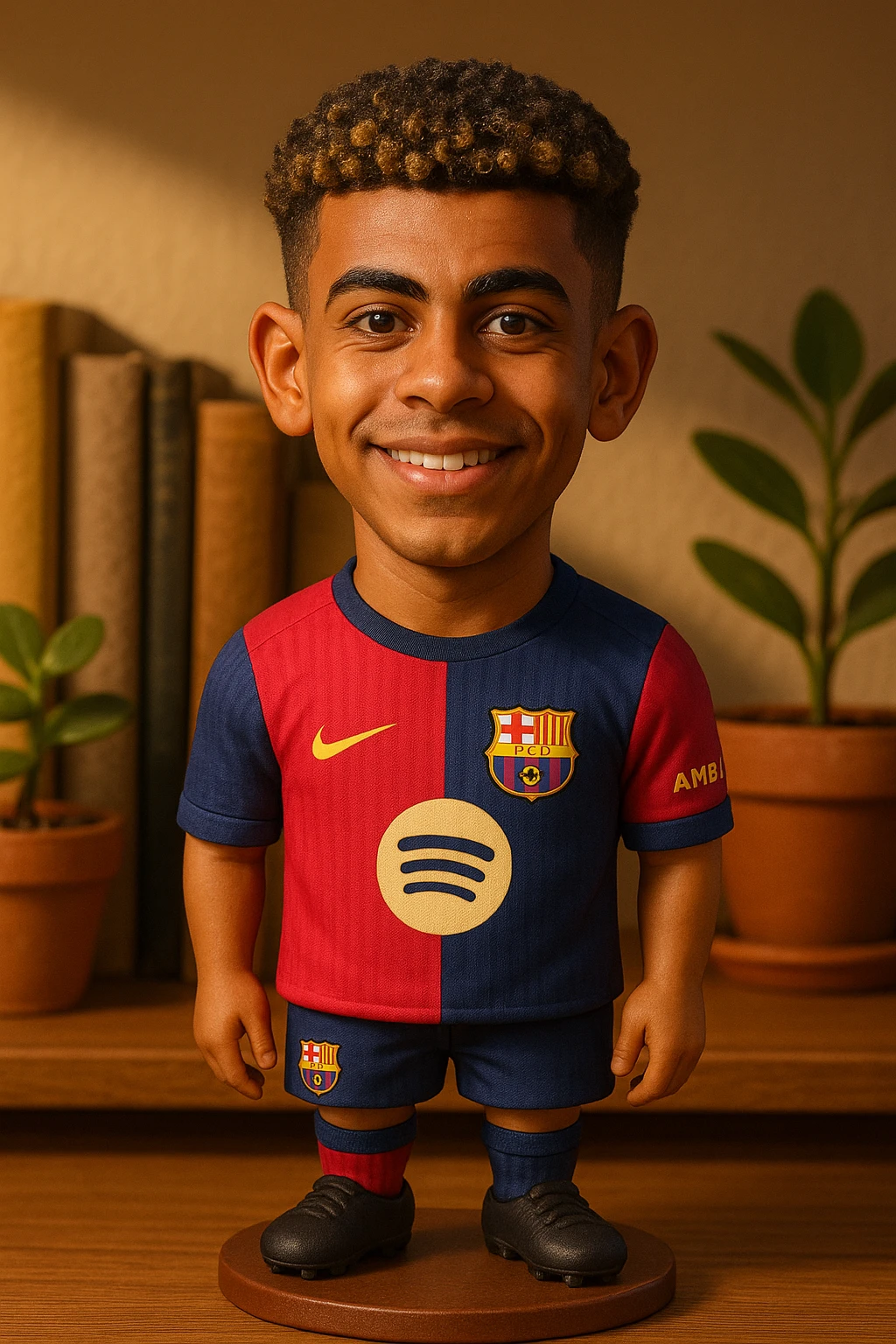 Ламин Ямаль в форме Барселоны сезона 2024/25 смотрит прямо на зритель, слегка улыбается emoji