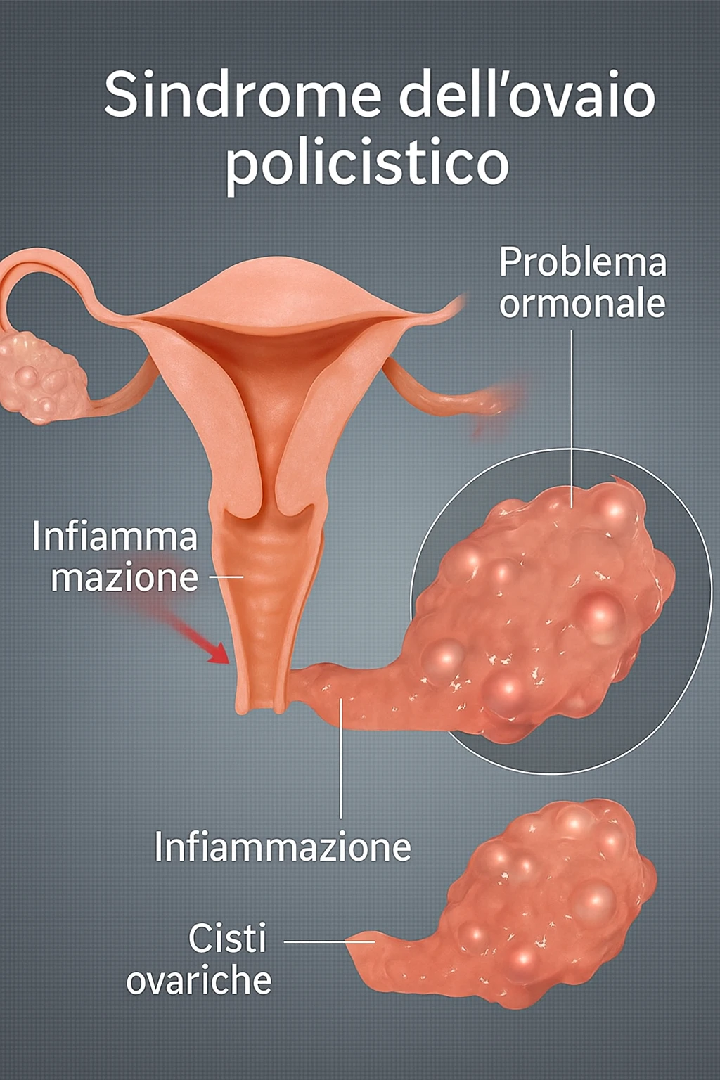 pcos con problema ormonale e infiammatorio SU DONNA in 3d in italiano emoji