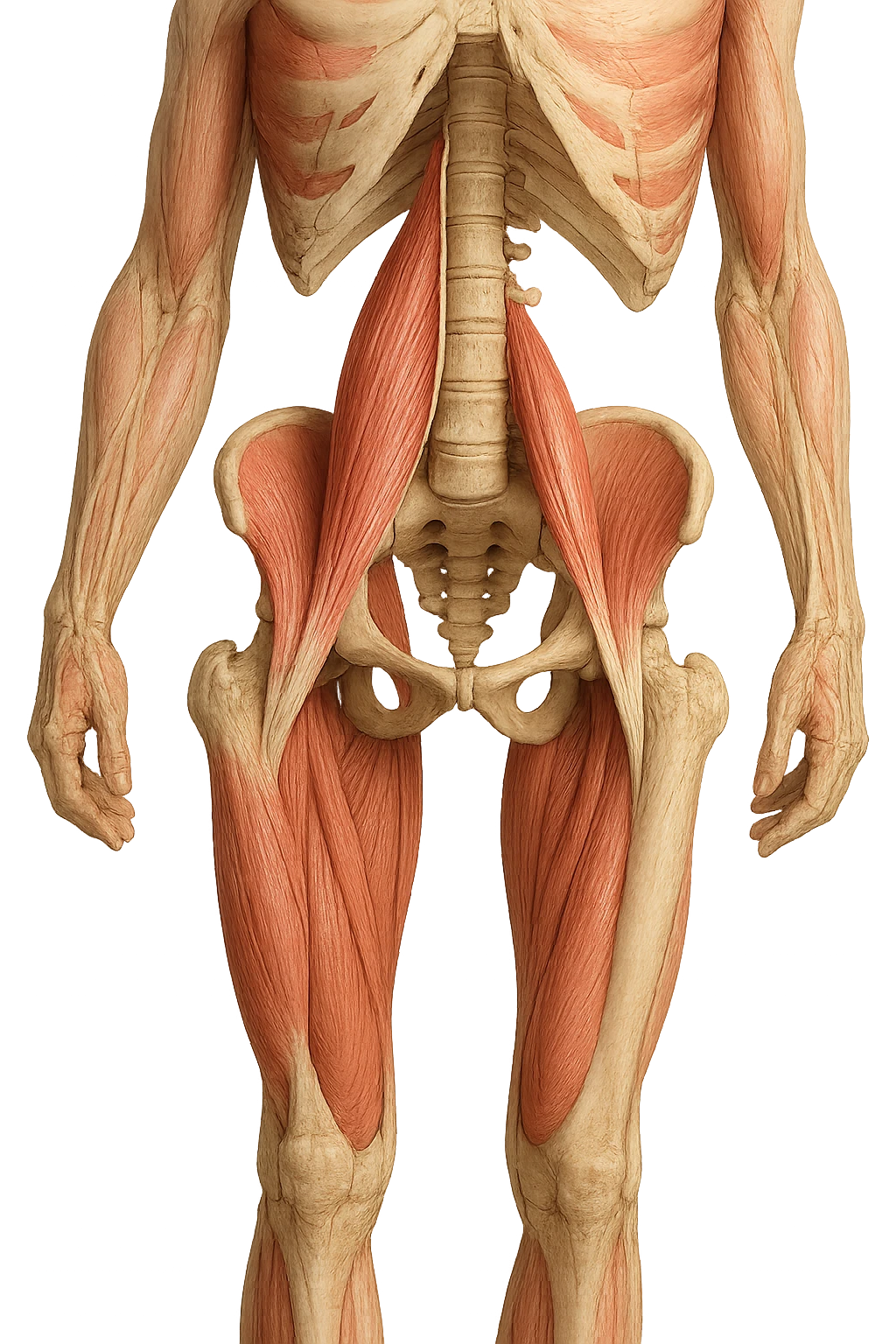 ILEOPSOAS DI UN CORPO UMANO ANATOMICO REALISTICO, iperrealistico 4k emoji
