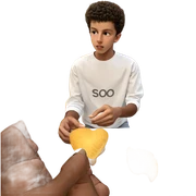 afro boy in white shirt sticker