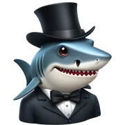 Shark with a top hat sticker