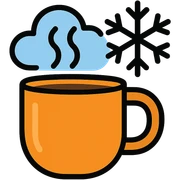 Hot steaming cup of coffee or tea in cold weather sticker
