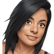 smiling girl with black hair sticker