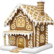 White and gold gingerbread house sticker