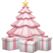 Light pink Christmas gifts under a white Christmas tree  sticker