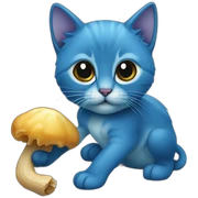 Blaue Katze mit pilz kopr sticker