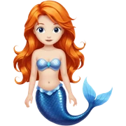 Mermaid with orange hair and a blue tail and blue eyes sticker