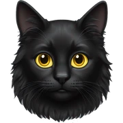 black cat, long hair, yellow eyes sticker