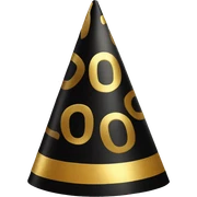 New Year's party hat black gold sticker
