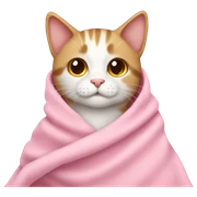 cat wearing blanket pink sticker
